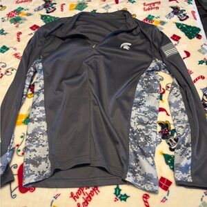 Michigan State zip up Gray Long Sleeve Polo Shirt